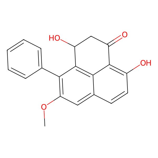 2D Structure of (3S)-3,9-dihydroxy-5-methoxy-4-phenyl-2,3-dihydrophenalen-1-one