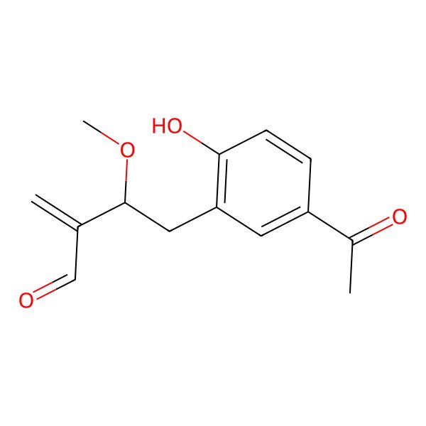 2D Structure of (3S)-4-(5-acetyl-2-hydroxyphenyl)-3-methoxy-2-methylidenebutanal