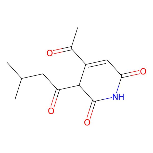 2D Structure of (3S)-4-acetyl-3-(3-methylbutanoyl)-3H-pyridine-2,6-dione