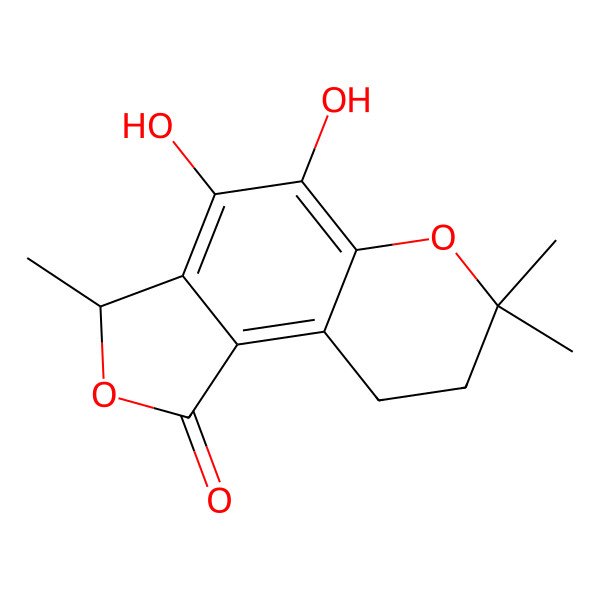 2D Structure of 4,5-dihydroxy-3,7,7-trimethyl-8,9-dihydro-3H-uro[3,4-]chromen-1-one