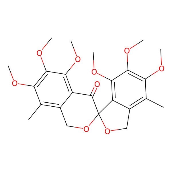 2D Structure of (3S)-4,5,5',6,6',7'-hexamethoxy-7,8'-dimethylspiro[1H-2-benzofuran-3,3'-1H-isochromene]-4'-one