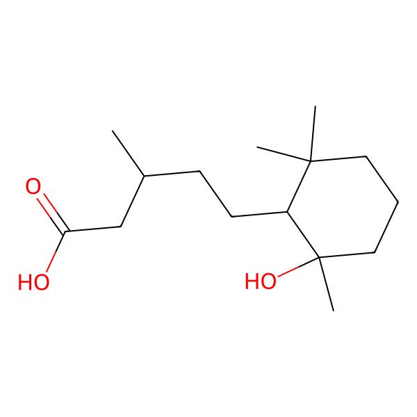 2D Structure of (3S)-5-[(1R,2R)-2-hydroxy-2,6,6-trimethylcyclohexyl]-3-methylpentanoic acid