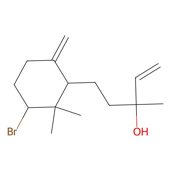 2D Structure of (3S)-5-[(1S,3S)-3-bromo-2,2-dimethyl-6-methylidenecyclohexyl]-3-methylpent-1-en-3-ol