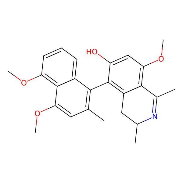 2D Structure of (3S)-5-(4,5-dimethoxy-2-methylnaphthalen-1-yl)-8-methoxy-1,3-dimethyl-3,4-dihydroisoquinolin-6-ol 2D Structure of (3S)-5-(4,5-dimethoxy-2-methylnaphthalen-1-yl)-8-methoxy-1,3-dimethyl-3,4-dihydroisoquinolin-6-ol