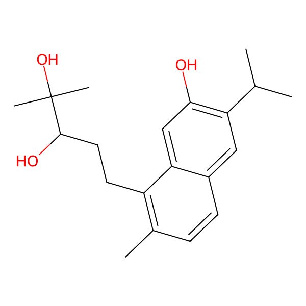 2D Structure of (3S)-5-(7-hydroxy-2-methyl-6-propan-2-ylnaphthalen-1-yl)-2-methylpentane-2,3-diol
