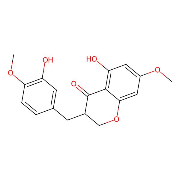 2D Structure of (3S)-5-hydroxy-3-[(3-hydroxy-4-methoxyphenyl)methyl]-7-methoxy-2,3-dihydrochromen-4-one