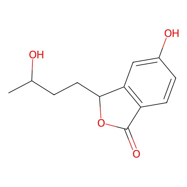 2D Structure of (3S)-5-hydroxy-3-[(3R)-3-hydroxybutyl]-3H-2-benzofuran-1-one