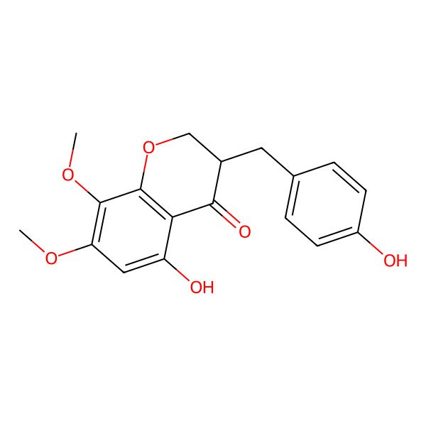 2D Structure of (3S)-5-hydroxy-3-[(4-hydroxyphenyl)methyl]-7,8-dimethoxy-2,3-dihydrochromen-4-one