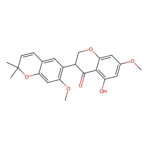 2D Structure of (3S)-5-hydroxy-7-methoxy-3-(7-methoxy-2,2-dimethylchromen-6-yl)-2,3-dihydrochromen-4-one