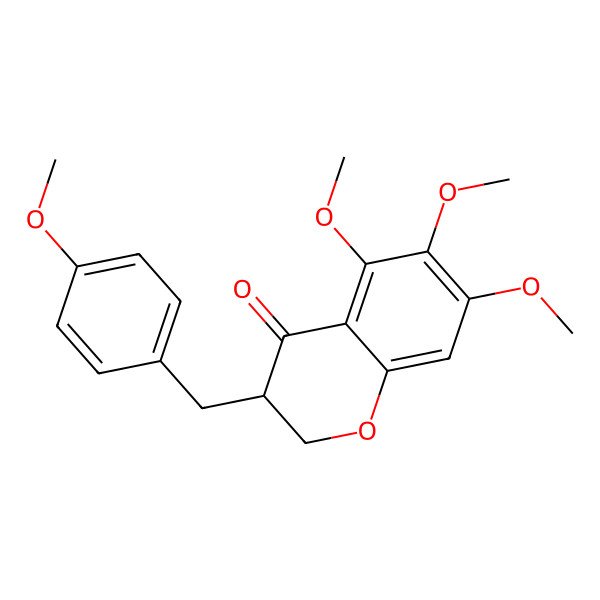 2D Structure of (3S)-5,6,7-trimethoxy-3-[(4-methoxyphenyl)methyl]-2,3-dihydrochromen-4-one