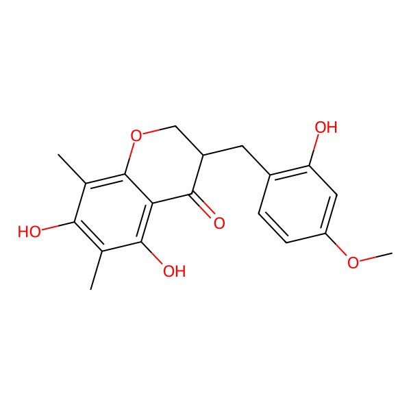 2D Structure of (3S)-5,7-dihydroxy-3-[(2-hydroxy-4-methoxyphenyl)methyl]-6,8-dimethyl-2,3-dihydrochromen-4-one