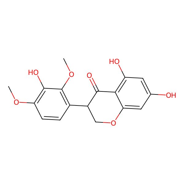 2D Structure of (3S)-5,7-dihydroxy-3-(3-hydroxy-2,4-dimethoxyphenyl)-2,3-dihydrochromen-4-one