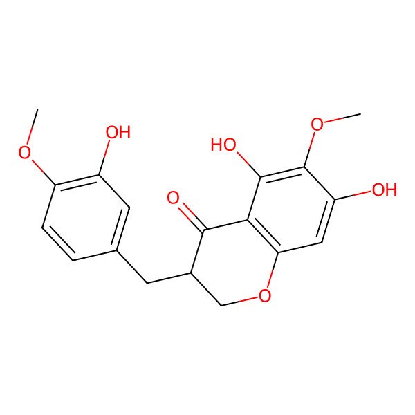 2D Structure of (3S)-5,7-dihydroxy-3-[(3-hydroxy-4-methoxyphenyl)methyl]-6-methoxy-2,3-dihydrochromen-4-one