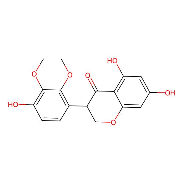2D Structure of (3S)-5,7-dihydroxy-3-(4-hydroxy-2,3-dimethoxyphenyl)-2,3-dihydrochromen-4-one