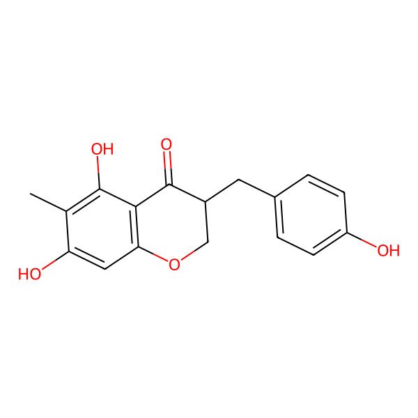 2D Structure of (3S)-5,7-dihydroxy-3-[(4-hydroxyphenyl)methyl]-6-methyl-2,3-dihydrochromen-4-one