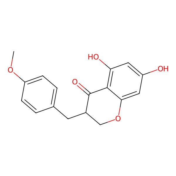 2D Structure of (3S)-5,7-dihydroxy-3-[(4-methoxyphenyl)methyl]-2,3-dihydrochromen-4-one