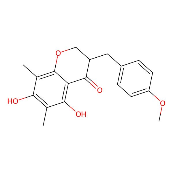 2D Structure of (3S)-5,7-dihydroxy-3-[(4-methoxyphenyl)methyl]-6,8-dimethyl-2,3-dihydrochromen-4-one
