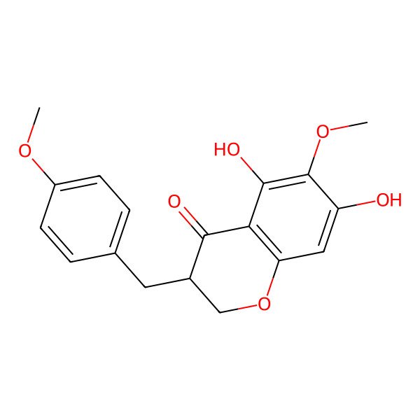 2D Structure of (3S)-5,7-dihydroxy-6-methoxy-3-[(4-methoxyphenyl)methyl]-2,3-dihydrochromen-4-one