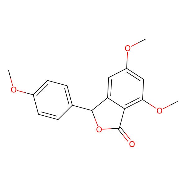 2D Structure of (3S)-5,7-dimethoxy-3-(4-methoxyphenyl)-3H-2-benzofuran-1-one