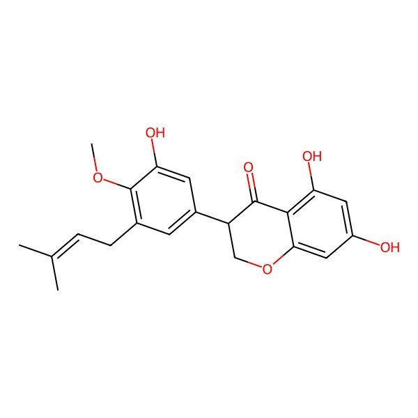 2D Structure of 3S-5,7,3'-Trihydroxy-4'-methoxy-5'-prenylisoflavanone