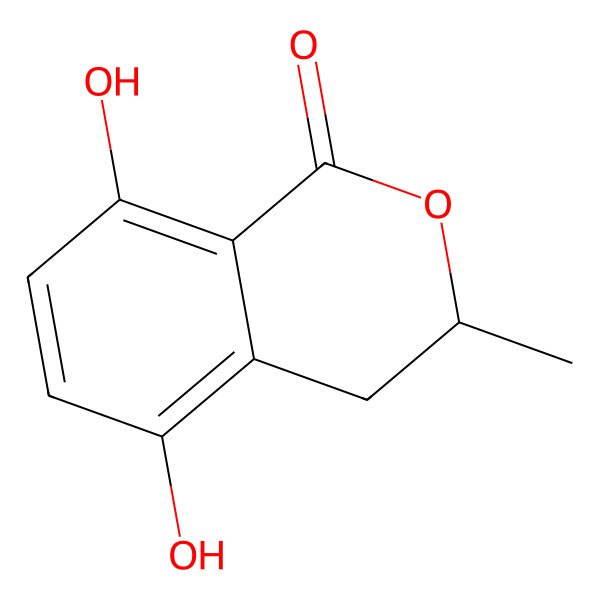 2D Structure of (3S)-5,8-dihydroxy-3-methyl-3,4-dihydroisochromen-1-one