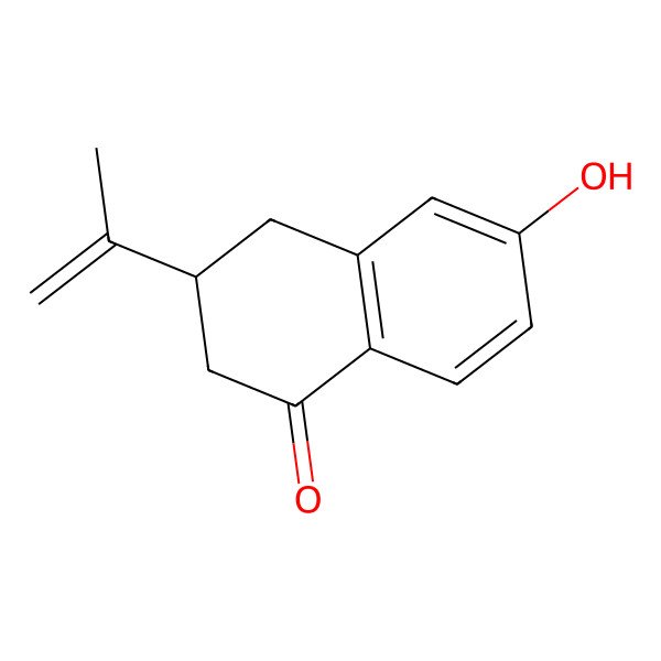 2D Structure of (3S)-6-hydroxy-3-prop-1-en-2-yl-3,4-dihydro-2H-naphthalen-1-one 2D Structure of (3S)-6-hydroxy-3-prop-1-en-2-yl-3,4-dihydro-2H-naphthalen-1-one