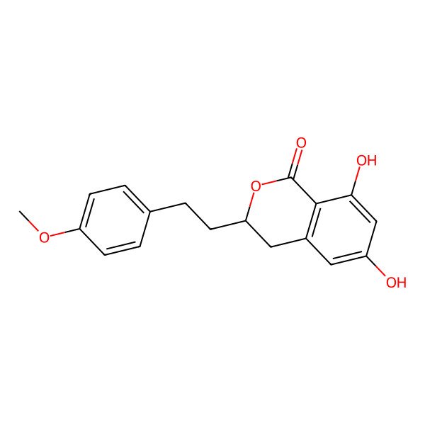 2D Structure of (3S)-6,8-dihydroxy-3-[2-(4-methoxyphenyl)ethyl]-3,4-dihydroisochromen-1-one