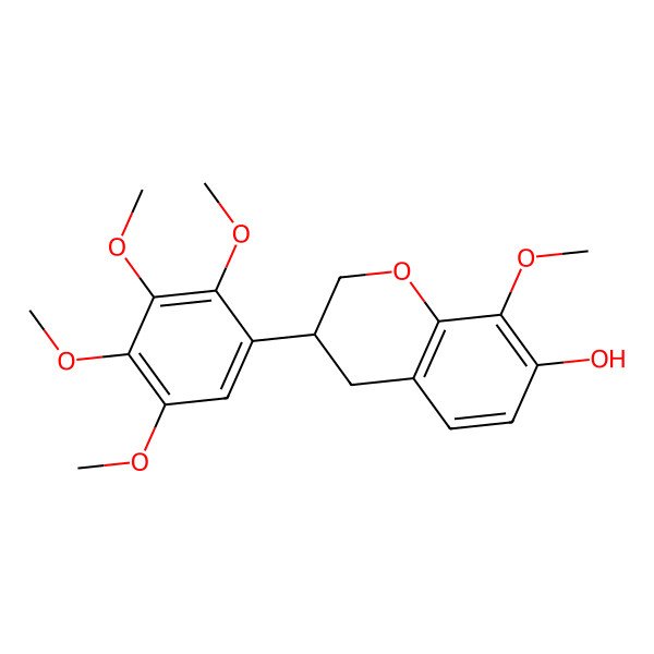 2D Structure of (3S)-7-hydroxy-2',3',4',5',8-pentamethoxyisoflavan