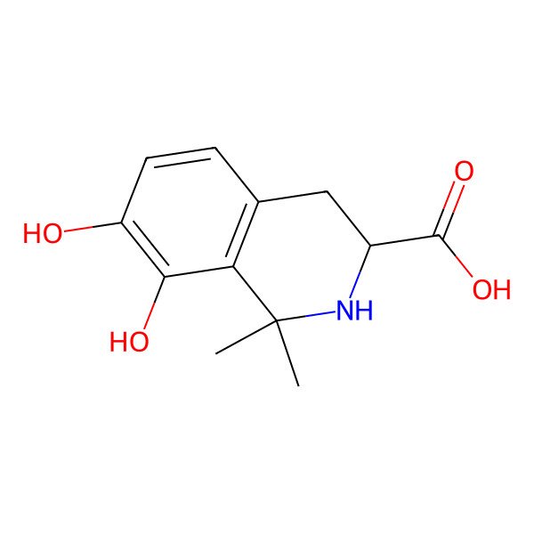 2D Structure of (3S)-7,8-dihydroxy-1,1-dimethyl-3,4-dihydro-2H-isoquinoline-3-carboxylic acid