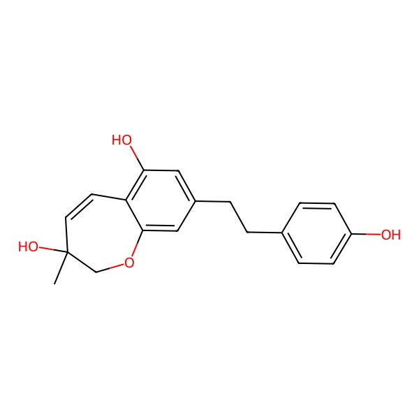 2D Structure of (3S)-8-[2-(4-hydroxyphenyl)ethyl]-3-methyl-2H-1-benzoxepine-3,6-diol
