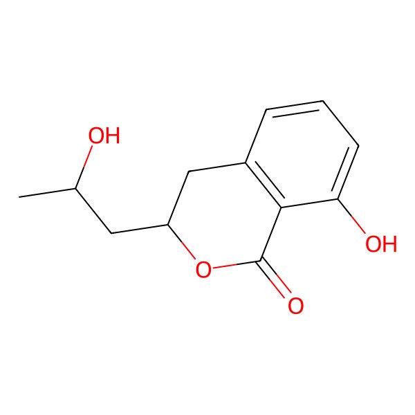 2D Structure of (3S)-8-hydroxy-3-[(2S)-2-hydroxypropyl]-3,4-dihydroisochromen-1-one