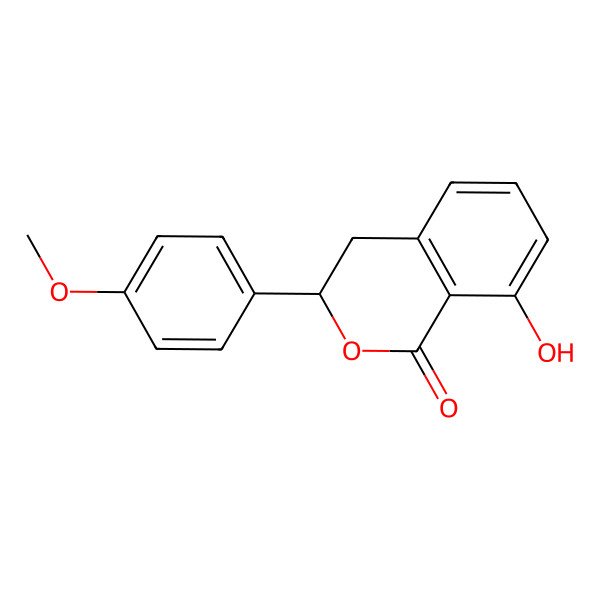 2D Structure of (3S)-8-hydroxy-3-(4-methoxyphenyl)-3,4-dihydroisochromen-1-one