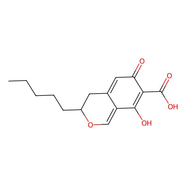 2D Structure of (3S)-8-hydroxy-6-oxo-3-pentyl-3,4-dihydroisochromene-7-carboxylic acid