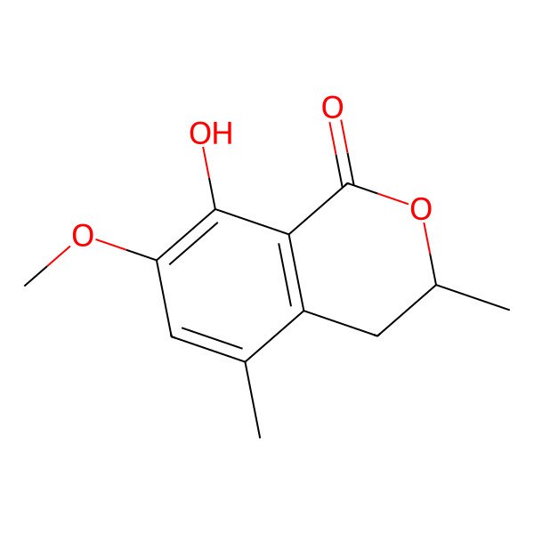 2D Structure of 3,5-Dimethyl-8-hydroxy-7-methoxy-3,4-dihydroisocoumarin