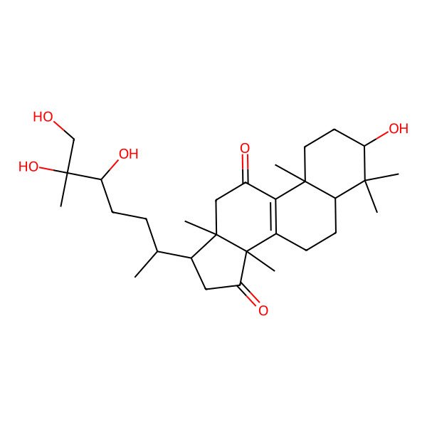 2D Structure of 3S,24S,25,26-tetrahydroxy-5alpha-lanost-8-en-11-one