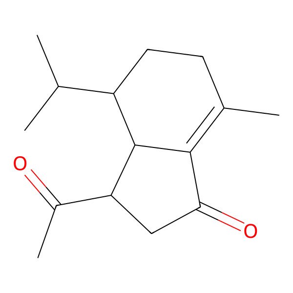 2D Structure of (3S,3aR,4S)-3-acetyl-7-methyl-4-propan-2-yl-2,3,3a,4,5,6-hexahydroinden-1-one