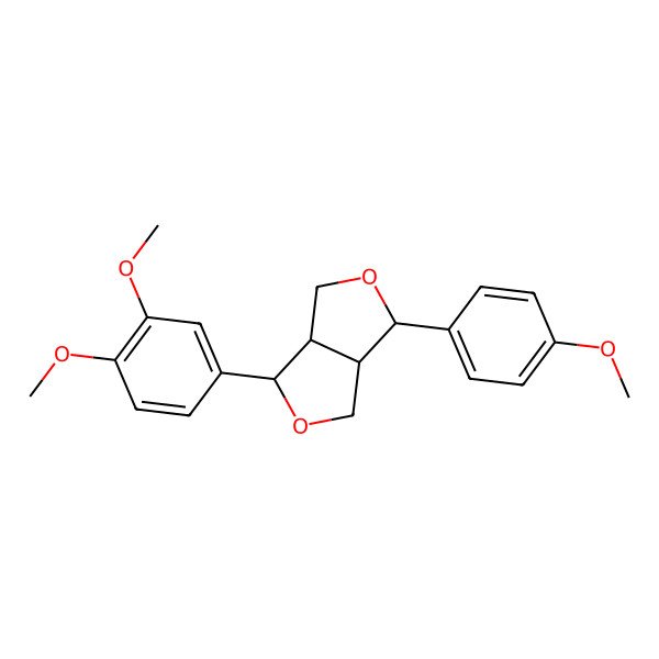 2D Structure of (3S,3aR,6S,6aR)-6-(3,4-dimethoxyphenyl)-3-(4-methoxyphenyl)-1,3,3a,4,6,6a-hexahydrofuro[3,4-c]furan