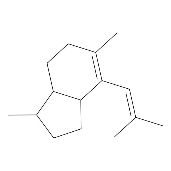 2D Structure of (3S,3aR,7aR)-3,6-dimethyl-7-(2-methylprop-1-enyl)-2,3,3a,4,5,7a-hexahydro-1H-indene