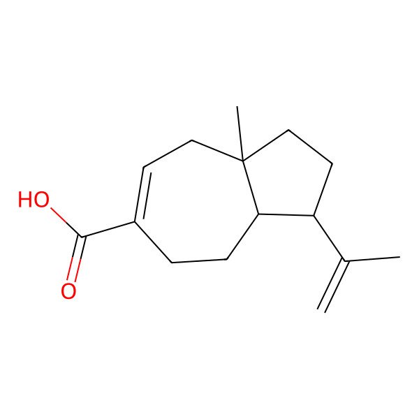 2D Structure of (3S,3aR,8aS)-8a-methyl-3-prop-1-en-2-yl-2,3,3a,4,5,8-hexahydro-1H-azulene-6-carboxylic acid