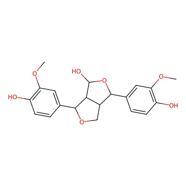 2D Structure of (3S,3aS,4R,6S,6aR)-3,6-bis(4-hydroxy-3-methoxyphenyl)-1,3,3a,4,6,6a-hexahydrofuro[3,4-c]furan-4-ol
