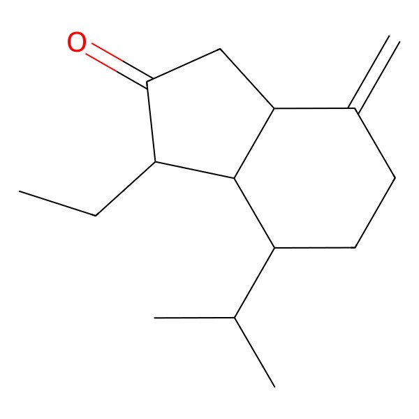 2D Structure of (3S,3aS,4S,7aR)-3-ethyl-7-methylidene-4-propan-2-yl-3,3a,4,5,6,7a-hexahydro-1H-inden-2-one