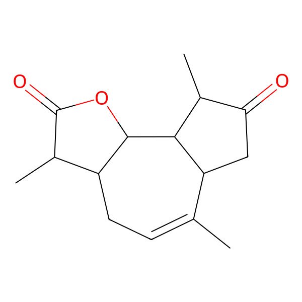 2D Structure of (3S,3aS,6aR,9S,9aR,9bS)-3,6,9-trimethyl-3,3a,4,6a,7,9,9a,9b-octahydroazuleno[4,5-b]furan-2,8-dione