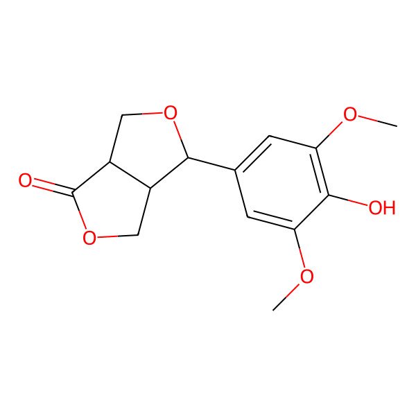 2D Structure of (3S,3aS,6aS)-3-(4-hydroxy-3,5-dimethoxyphenyl)-3,3a,4,6a-tetrahydro-1H-furo[3,4-c]furan-6-one