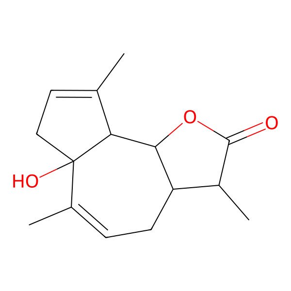 2D Structure of (3S,3aS,6aS,9aR,9bS)-6a-hydroxy-3,6,9-trimethyl-3,3a,4,7,9a,9b-hexahydroazuleno[4,5-b]furan-2-one
