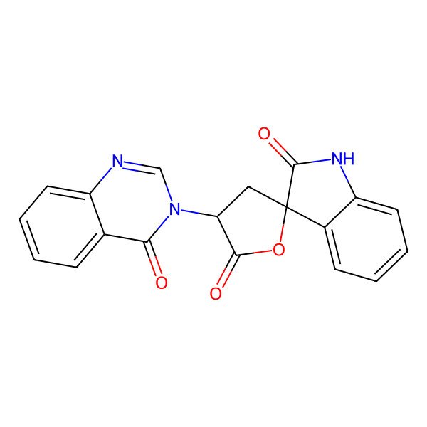 2D Structure of (3S,3'R)-3'-(4-oxoquinazolin-3-yl)spiro[1H-indole-3,5'-oxolane]-2,2'-dione