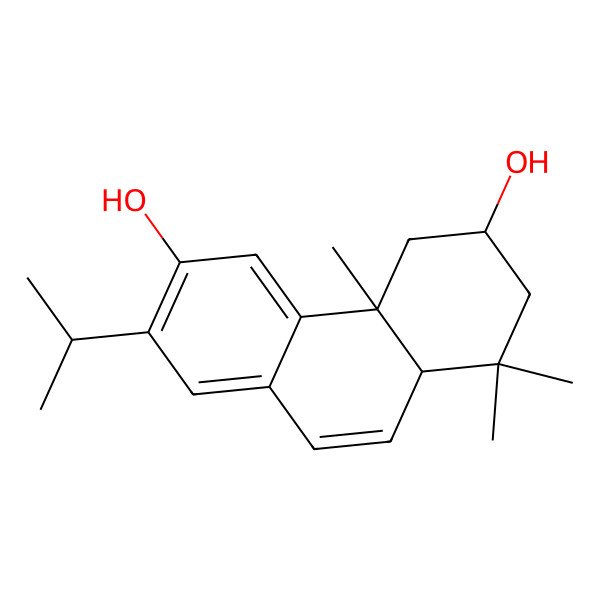 2D Structure of (3S,4aS,10aS)-1,1,4a-trimethyl-7-propan-2-yl-2,3,4,10a-tetrahydrophenanthrene-3,6-diol