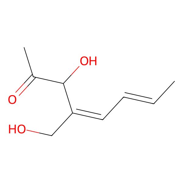 2D Structure of (3S,4E,6E)-3-hydroxy-4-(hydroxymethyl)octa-4,6-dien-2-one