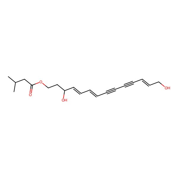 2D Structure of [(3S,4E,6E,12E)-3,14-dihydroxytetradeca-4,6,12-trien-8,10-diynyl] 3-methylbutanoate