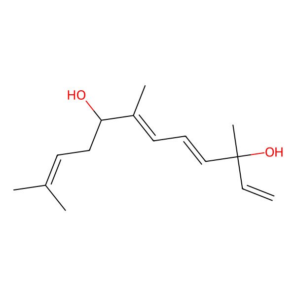 2D Structure of (3S,4E,6Z,8R)-3,7,11-trimethyldodeca-1,4,6,10-tetraene-3,8-diol