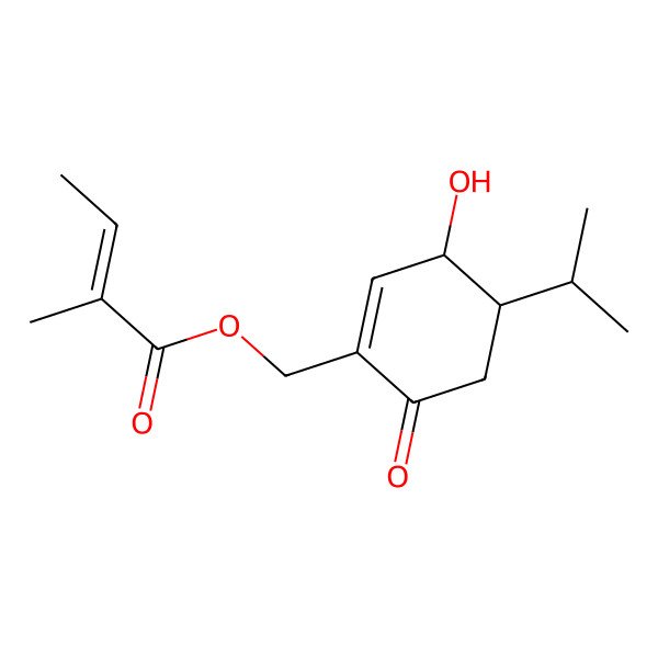 2D Structure of [(3S,4R)-3-hydroxy-6-oxo-4-propan-2-ylcyclohexen-1-yl]methyl (E)-2-methylbut-2-enoate